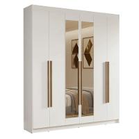 Guarda-roupa Casal 6 Portas Batentes Com Espelho Venus Madesa Branco/rustic - 2
