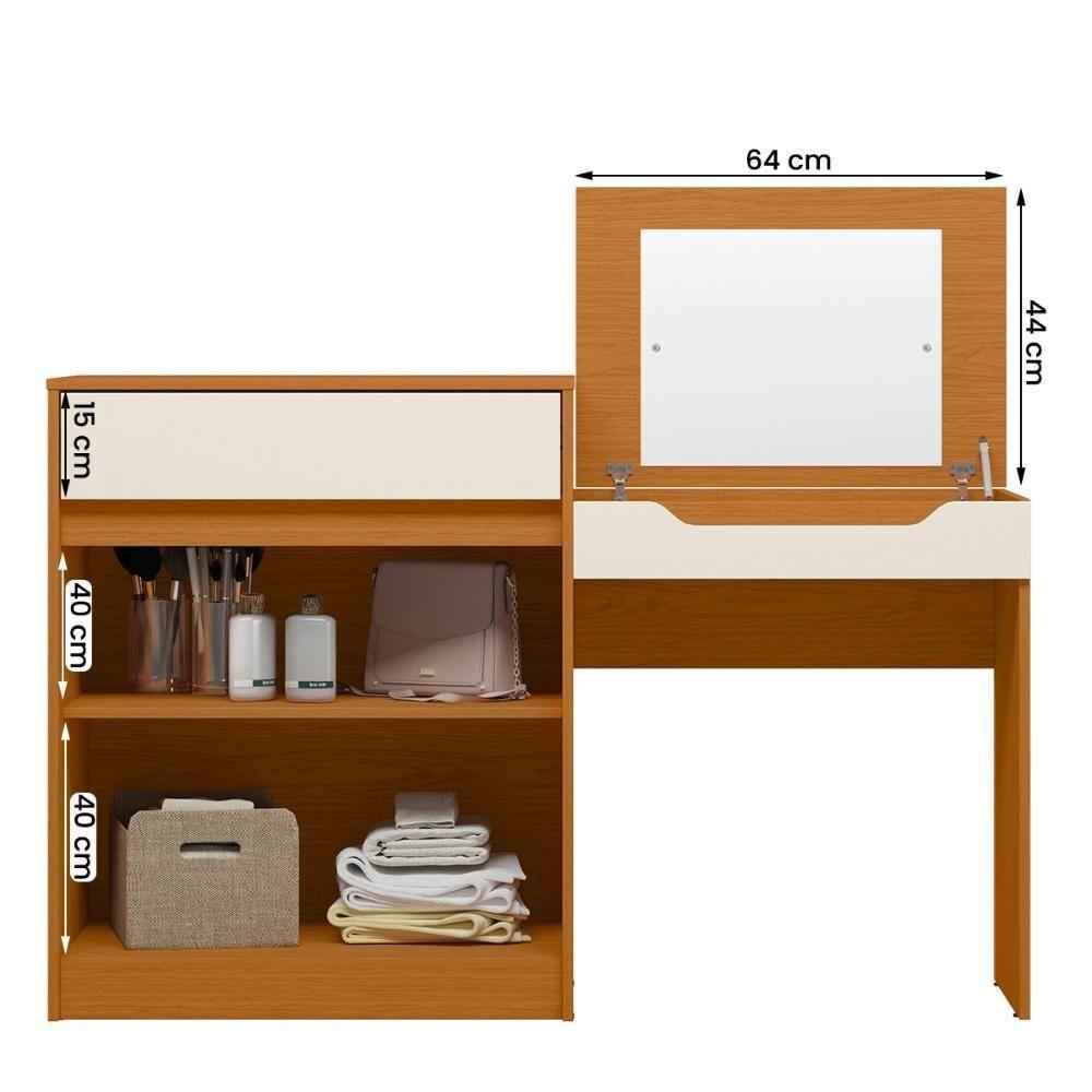 Escrivaninha Penteadeira Trend Com 2 Portas E 1 Gaveta Cinamomo/Off White - 3
