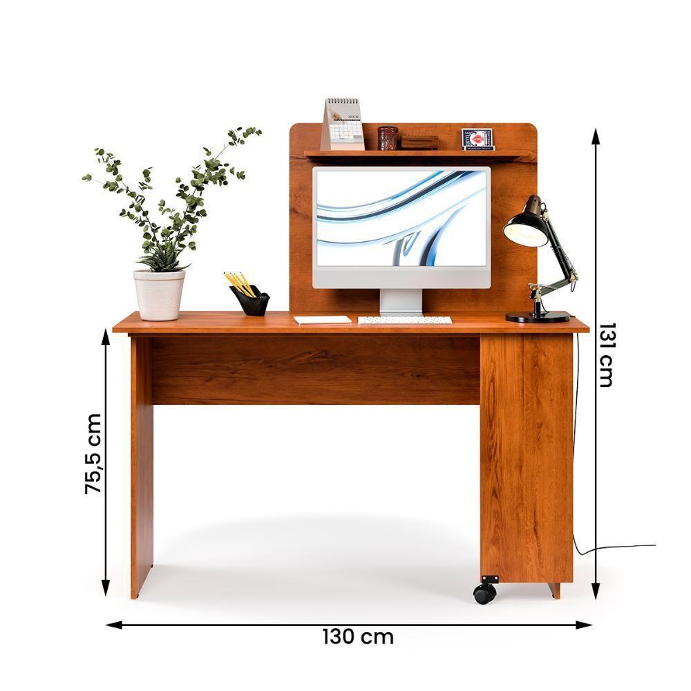 Escrivaninha Em L 2 Em 1 Com Rodízios E Prateleira Freijo - 5
