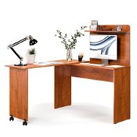 Escrivaninha Em L 2 Em 1 Com Rodízios E Prateleira Freijo - 1