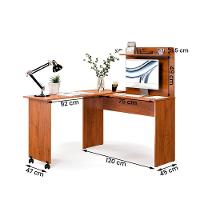 Escrivaninha Em L 2 Em 1 Com Rodízios E Prateleira Freijo