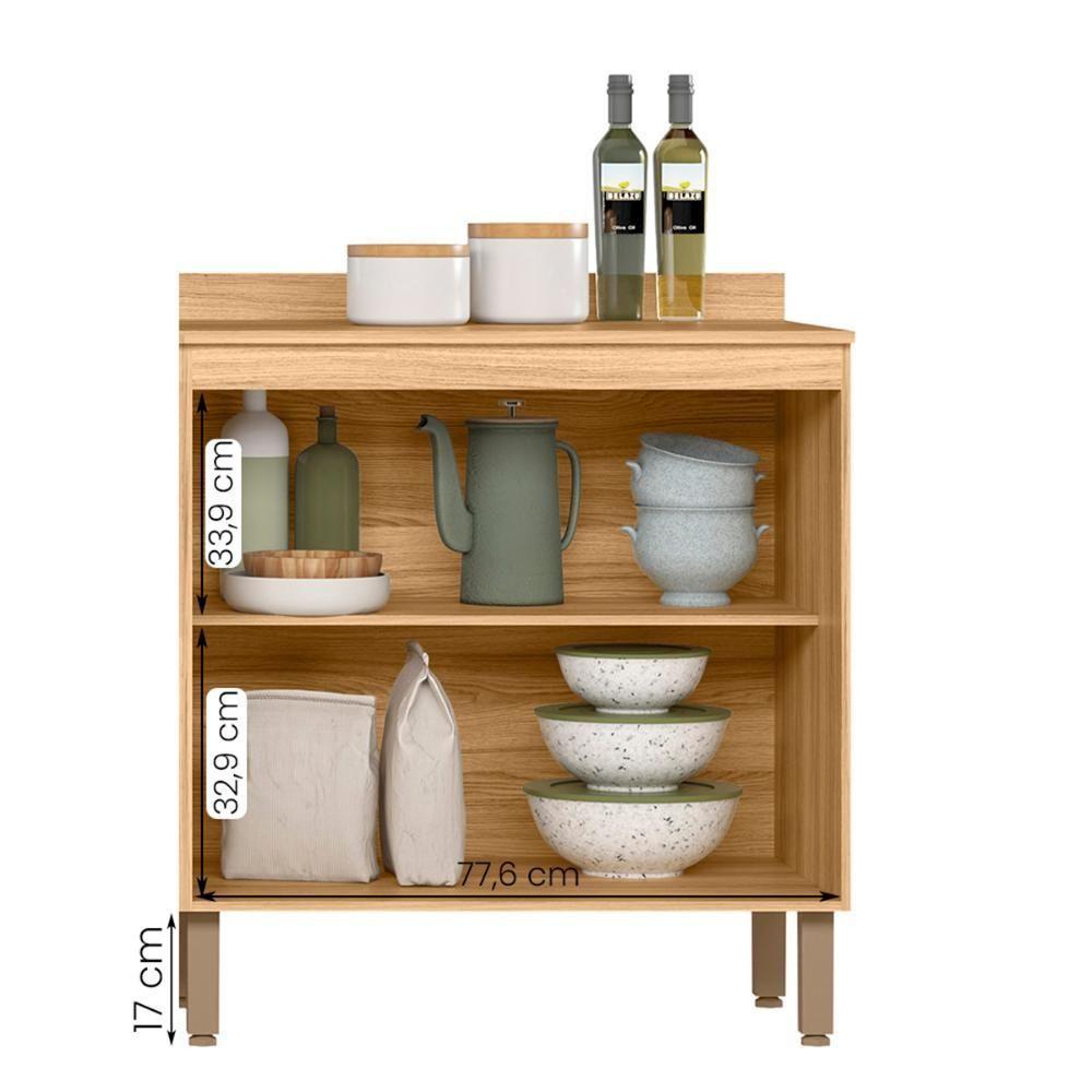 Balcão Intenza Com Tampo 80 Cm E 2 Portas Freijo/Chumbo - 4