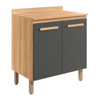 Balcão Intenza Com Tampo 80 Cm E 2 Portas Freijo/Chumbo - 1