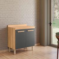 Balcão Intenza Com Tampo 80 Cm E 2 Portas Freijo/Chumbo - 2