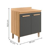 Balcão Intenza Com Tampo 80 Cm E 2 Portas Freijo/Chumbo - 3