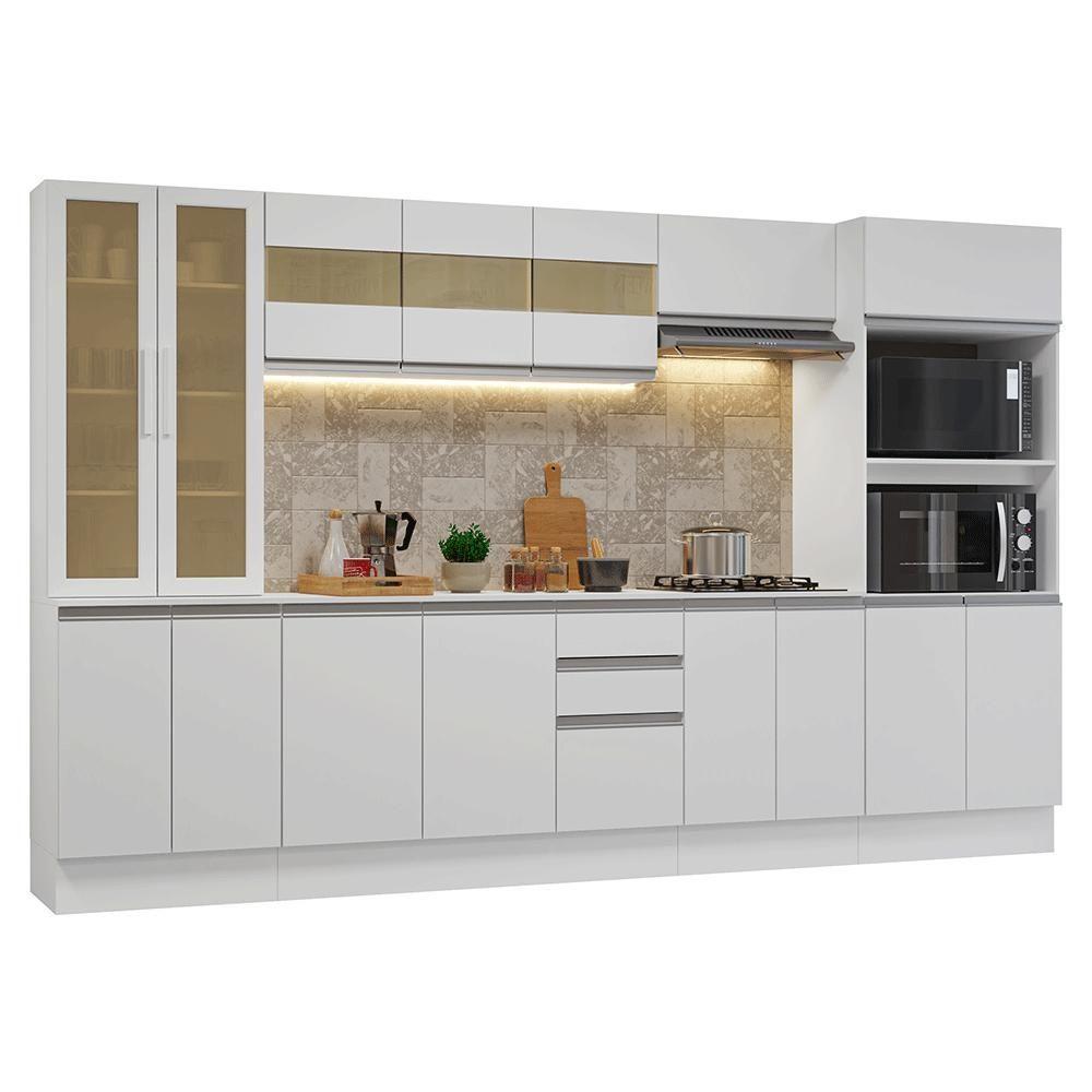 Armário De Cozinha Completa 100% Mdf 310 Cm Smart Madesa 03 Branco - 2