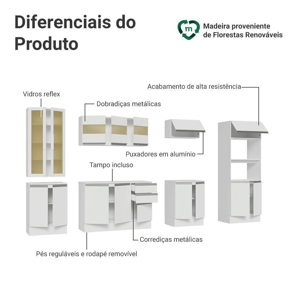 Armário De Cozinha Completa 100% Mdf 310 Cm Smart Madesa 03 Branco - 4