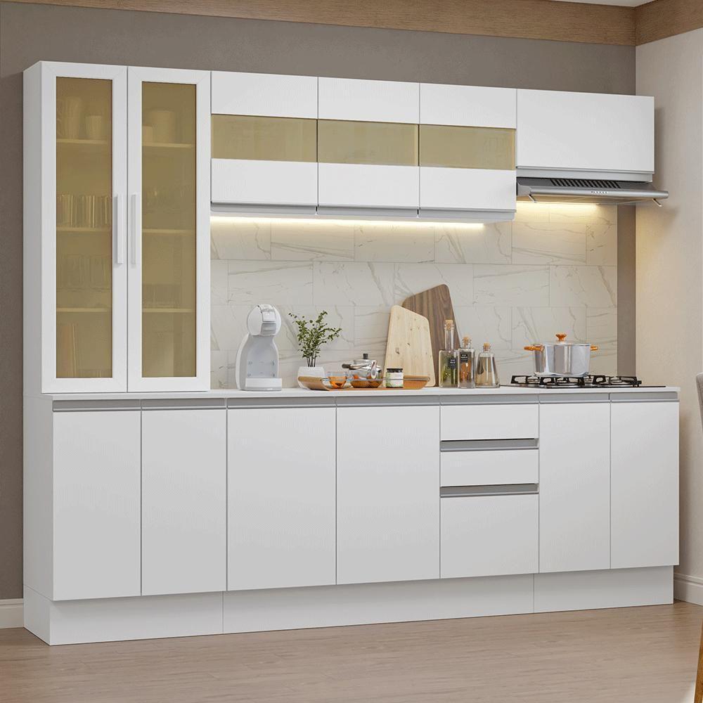 Armário De Cozinha Completa 100% Mdf 240 Cm Smart Madesa 01 Branco - 1