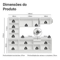 Armário De Cozinha Completa 100% Mdf 240 Cm Smart Madesa 01 Branco - 3