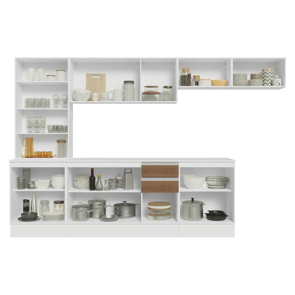 Armário De Cozinha Completa 100% Mdf 300 Cm Smart Madesa 04 Branco/rustic/crema - 5