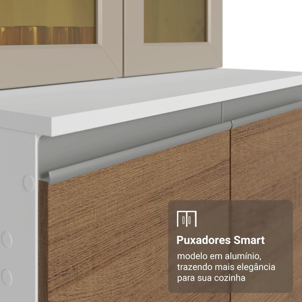 Armário De Cozinha Completa 100% Mdf 300 Cm Smart Madesa 04 Branco/rustic/crema - 7
