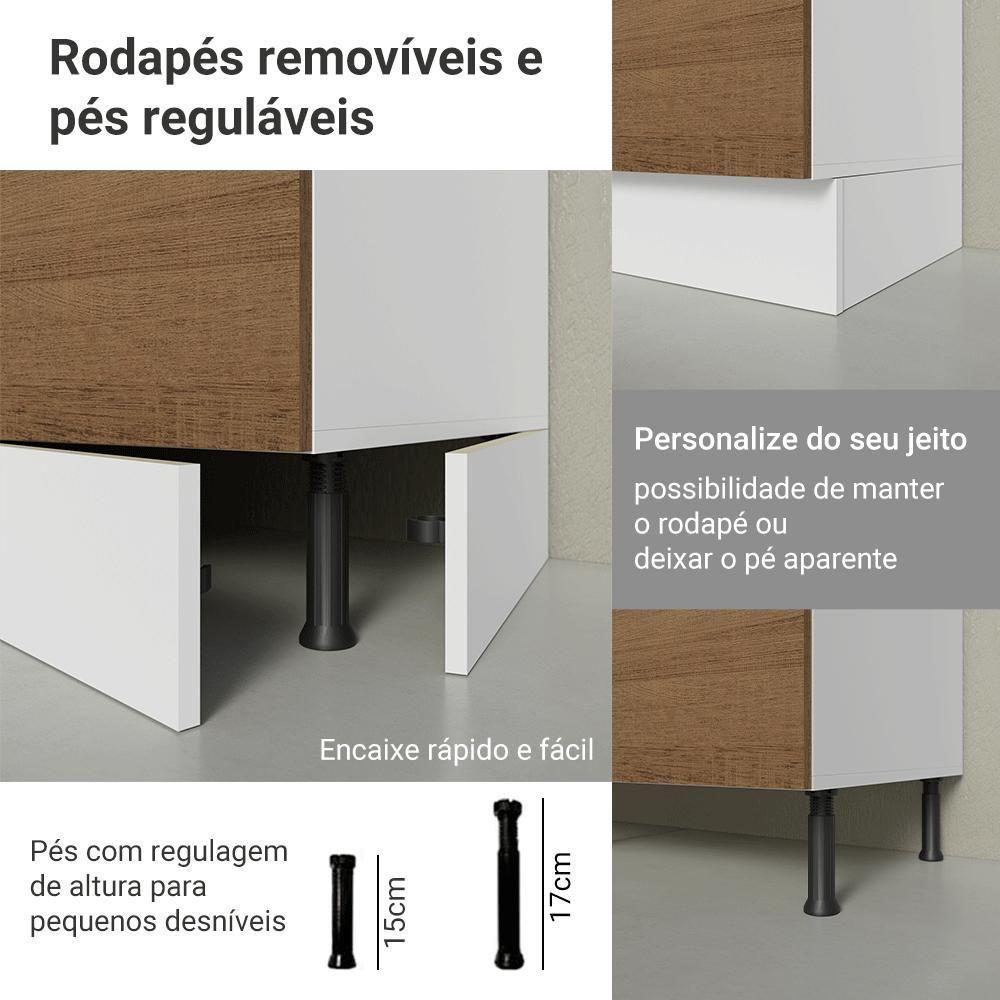 Armário De Cozinha Completa 100% Mdf 300 Cm Smart Madesa 04 Branco/rustic/crema - 9