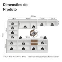 Armário De Cozinha Completa 100% Mdf 300 Cm Smart Madesa 04 Branco/rustic/crema - 3