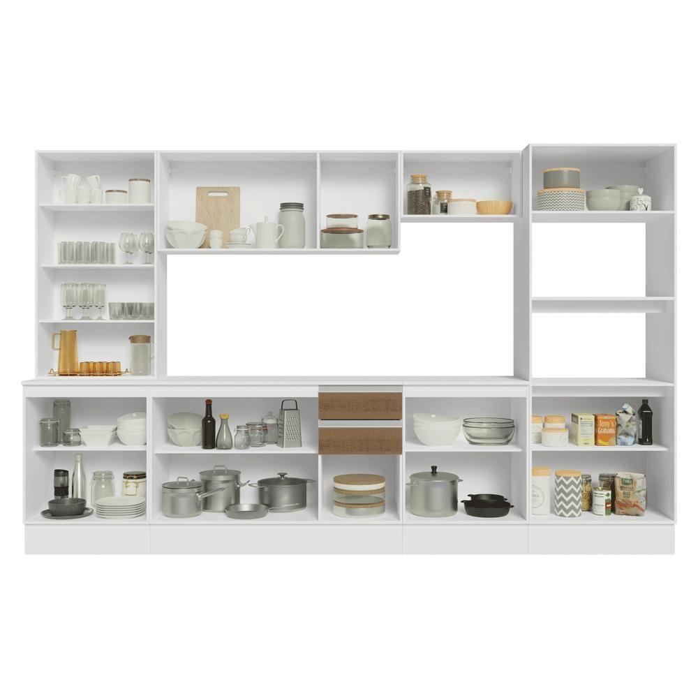 Armário De Cozinha Completa 100% Mdf 310 Cm Smart Madesa 03 Branco/rustic/crema - 5