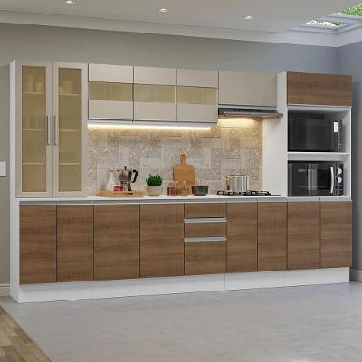Armário De Cozinha Completa 100% Mdf 310 Cm Smart Madesa 03 Branco/rustic/crema