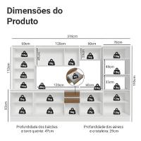 Armário De Cozinha Completa 100% Mdf 310 Cm Smart Madesa 03 Branco/rustic/crema - 3