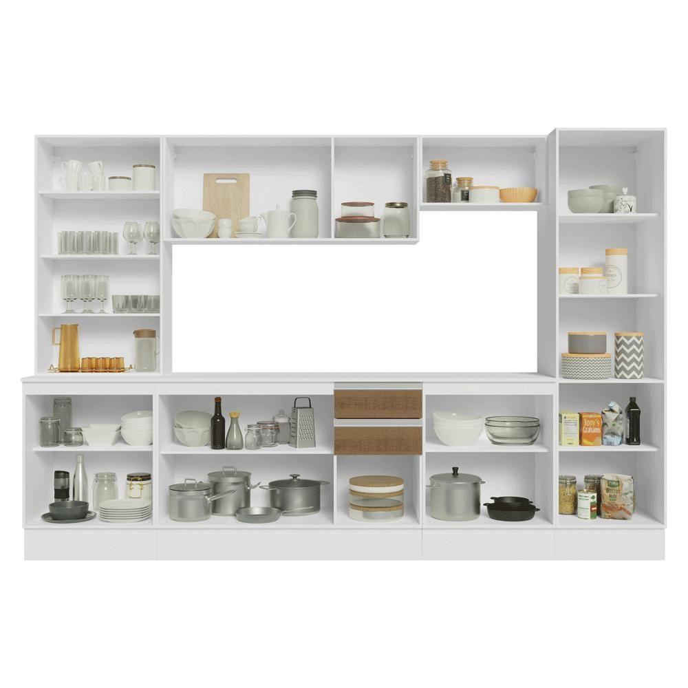 Armário De Cozinha Completa 100% Mdf 290 Cm Smart Madesa 01 Branco/rustic/crema - 5