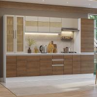 Armário De Cozinha Completa 100% Mdf 290 Cm Smart Madesa 01 Branco/rustic/crema - 1