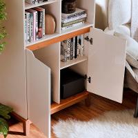 Livreiro Ej Flow 2 Portas 6 Prateleiras Com Pés Madeira Off White/Freijo - 6