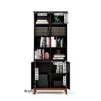 Livreiro Ej Flow 2 Portas 6 Prateleiras Com Pés Madeira Preto - 5