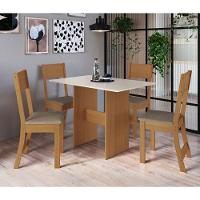 Mesa Com 4 Cadeiras Karla Freijo Com Off White Cacau Indekes - 1