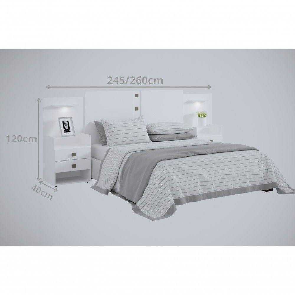 Cabeceira Casal/queen 1,40/1,60m Rubi Extensível Com 2 Mesas De Cabeceira - D Doro Cinamomo/Off White - 2
