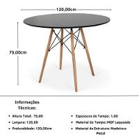 Conjunto Mesa De Jantar Redonda Eiffel Preta 120cm Com 4 Cadeiras Marcela - Preto - 3