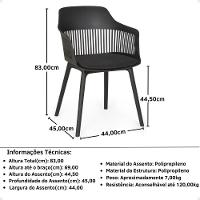 Conjunto Mesa De Jantar Redonda Eiffel Branca 120cm Com 4 Cadeiras Marcela - Preto - 9