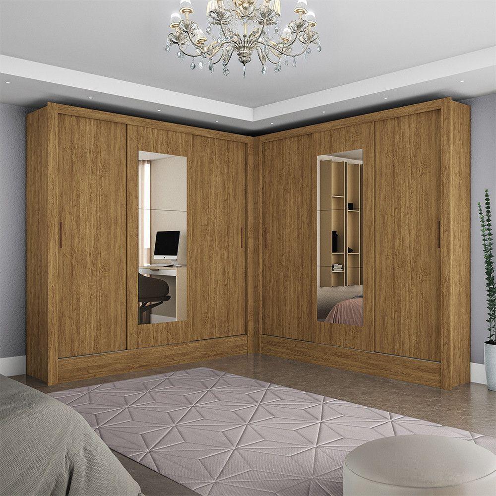 Closet Casal Duplo Dubai 6 Portas Com Espelho 6 Gavetas Cinamomo - 1