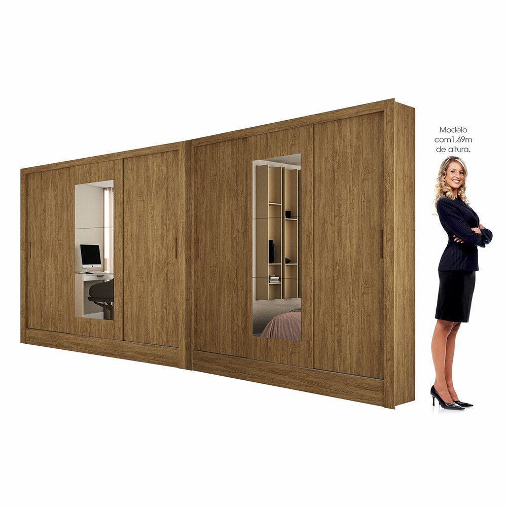 Closet Casal Duplo Dubai 6 Portas Com Espelho 6 Gavetas Cinamomo - 4