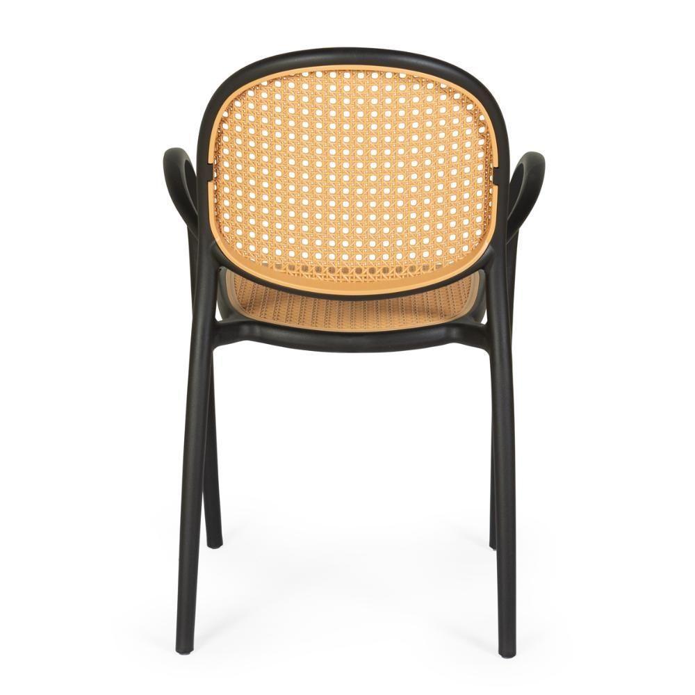 Conjunto Mesa De Jantar Redonda Eiffel Branca 120cm Com 4 Cadeiras Roma Com Braço - Preto - 7