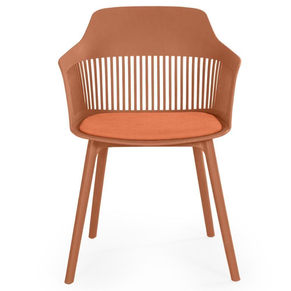 Conjunto Mesa De Jantar Redonda Eiffel Preta 120cm Com 4 Cadeiras Marcela - Marrom - 4