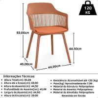 Conjunto Mesa De Jantar Redonda Eiffel Preta 120cm Com 4 Cadeiras Marcela - Marrom - 8