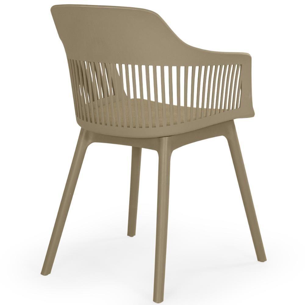 Conjunto Mesa De Jantar Redonda Eiffel Preta 120cm Com 4 Cadeiras Marcela - Nude Escuro - 6