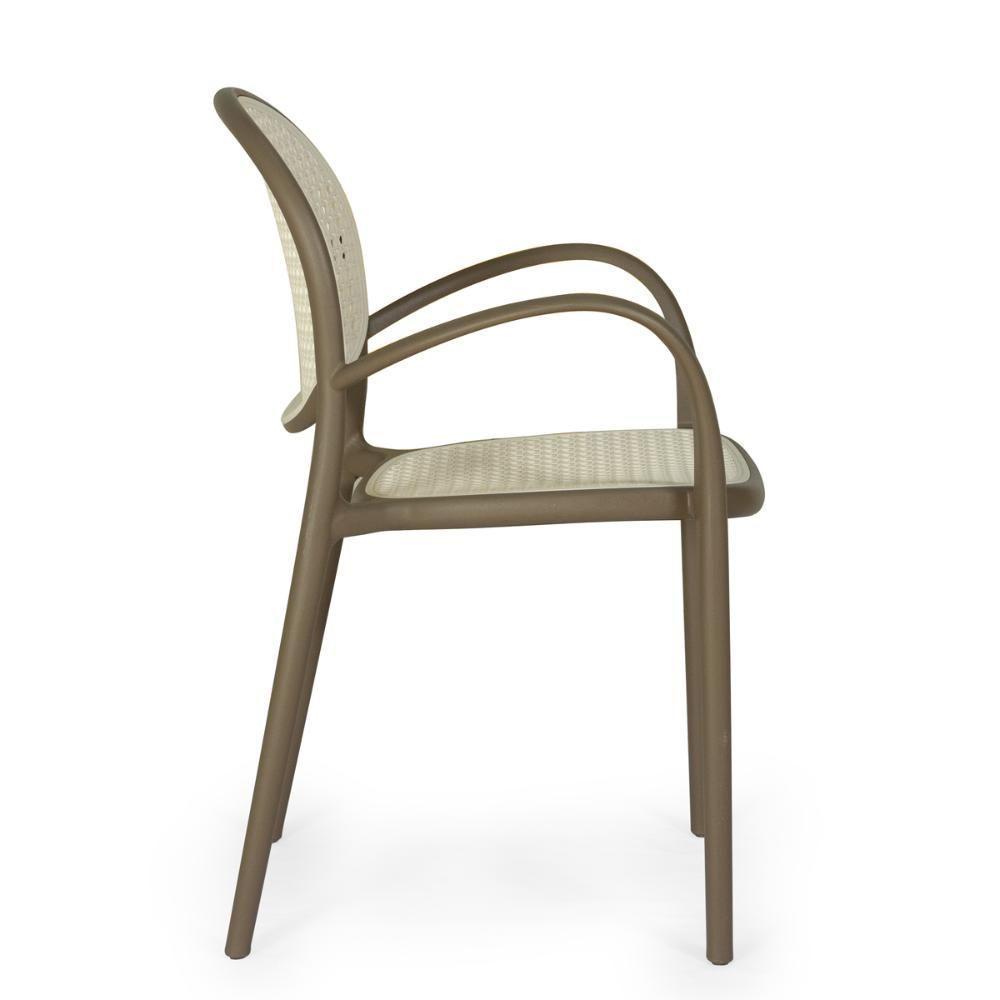 Conjunto Mesa De Jantar Redonda Eiffel Preta 120cm Com 4 Cadeiras Roma Com Braço - Branco/cinza Escuro - 5