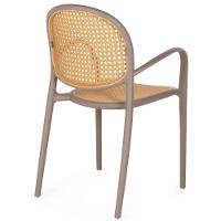 Conjunto Mesa De Jantar Redonda Eiffel Preta 120cm Com 4 Cadeiras Roma Com Braço - Marrom Claro - 6