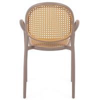 Conjunto Mesa De Jantar Redonda Eiffel Branca 120cm Com 4 Cadeiras Roma Com Braço - Marrom Claro - 7