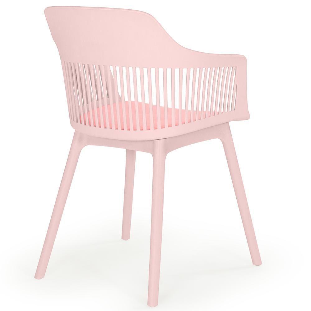 Conjunto Mesa De Jantar Redonda Eiffel Preta 120cm Com 4 Cadeiras Marcela - Rosa - 6