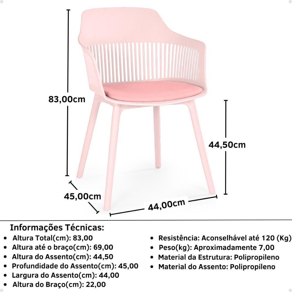 Conjunto Mesa De Jantar Redonda Eiffel Preta 120cm Com 4 Cadeiras Marcela - Rosa - 7
