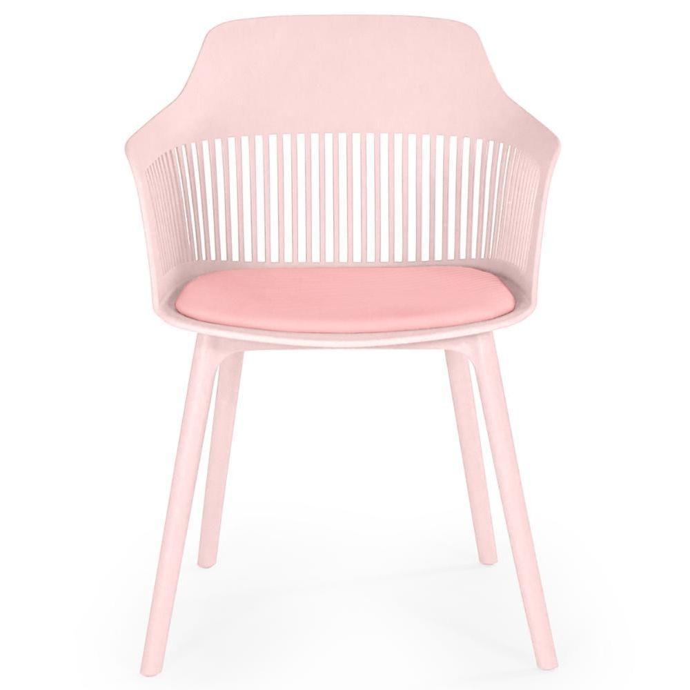 Conjunto Mesa De Jantar Redonda Eiffel Branca 120cm Com 4 Cadeiras Marcela - Rosa - 4