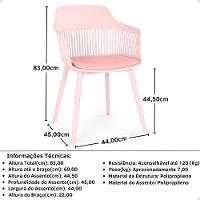 Conjunto Mesa De Jantar Redonda Eiffel Branca 120cm Com 4 Cadeiras Marcela - Rosa - 7