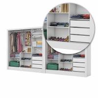Closet Casal Duplo Dubai 6 Portas Com Espelho 6 Gavetas Branco - 6