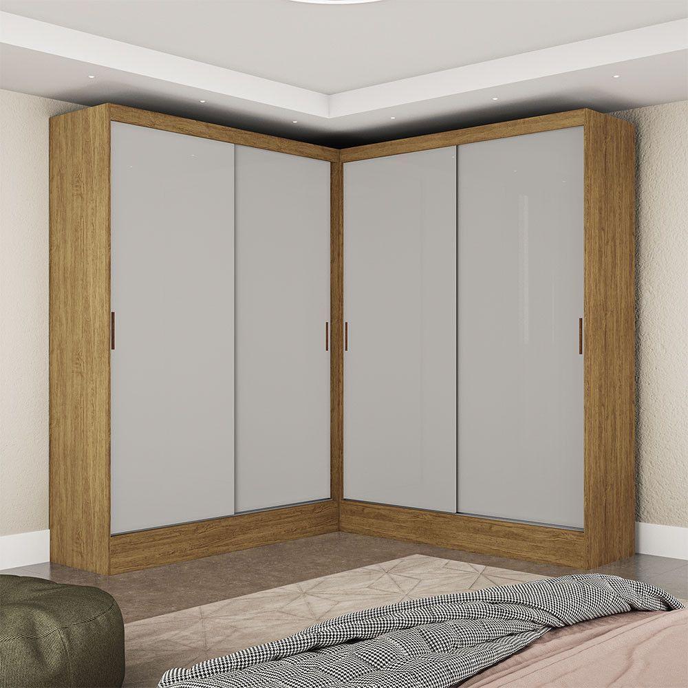 Closet Casal Duplo Belém 4 Portas 4 Gavetas Carioca Móveis Cinamomo Com Off White - 1
