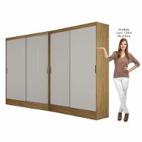 Closet Casal Duplo Belém 4 Portas 4 Gavetas Carioca Móveis Cinamomo Com Off White - 3