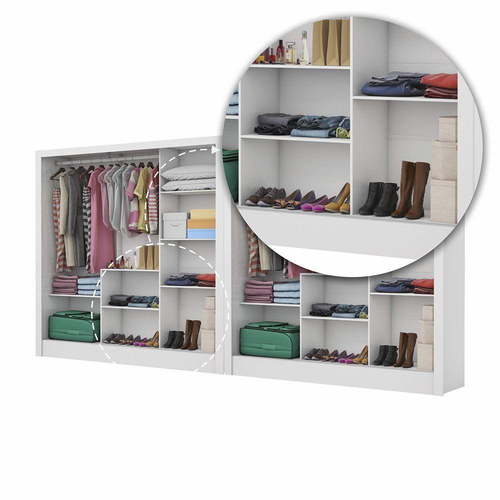 Closet Casal Duplo Fortaleza 6 Portas Premium 12 Prateleiras Branco - 7