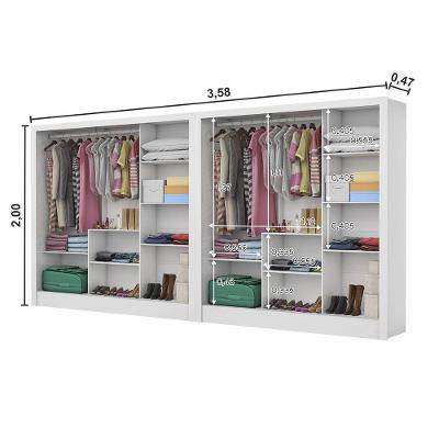 Closet Casal Duplo Fortaleza 6 Portas Premium 12 Prateleiras Branco