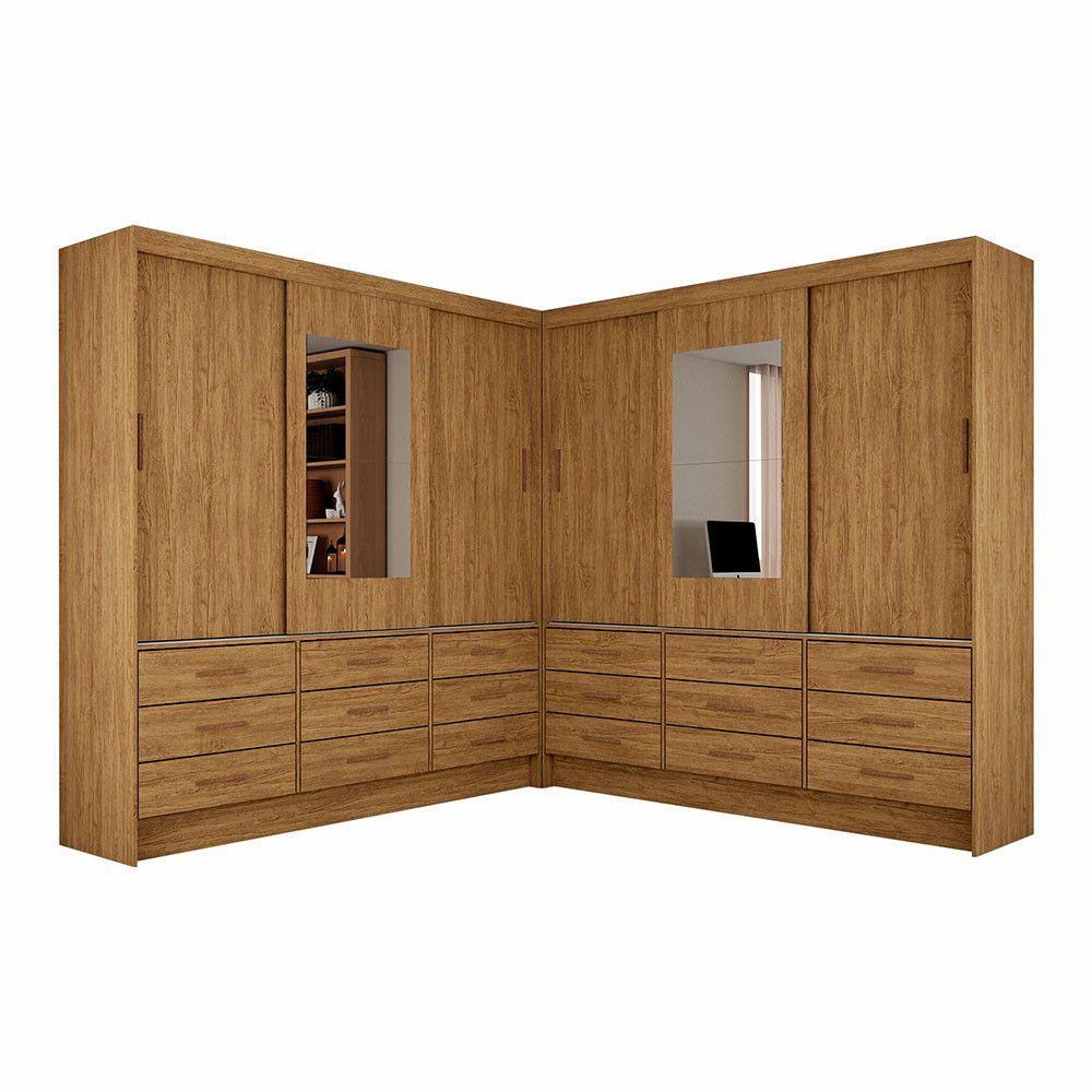 Closet Sevilha 6 Portas Casal Duplo Com Espelho 18 Gavetas Cinamomo - 3
