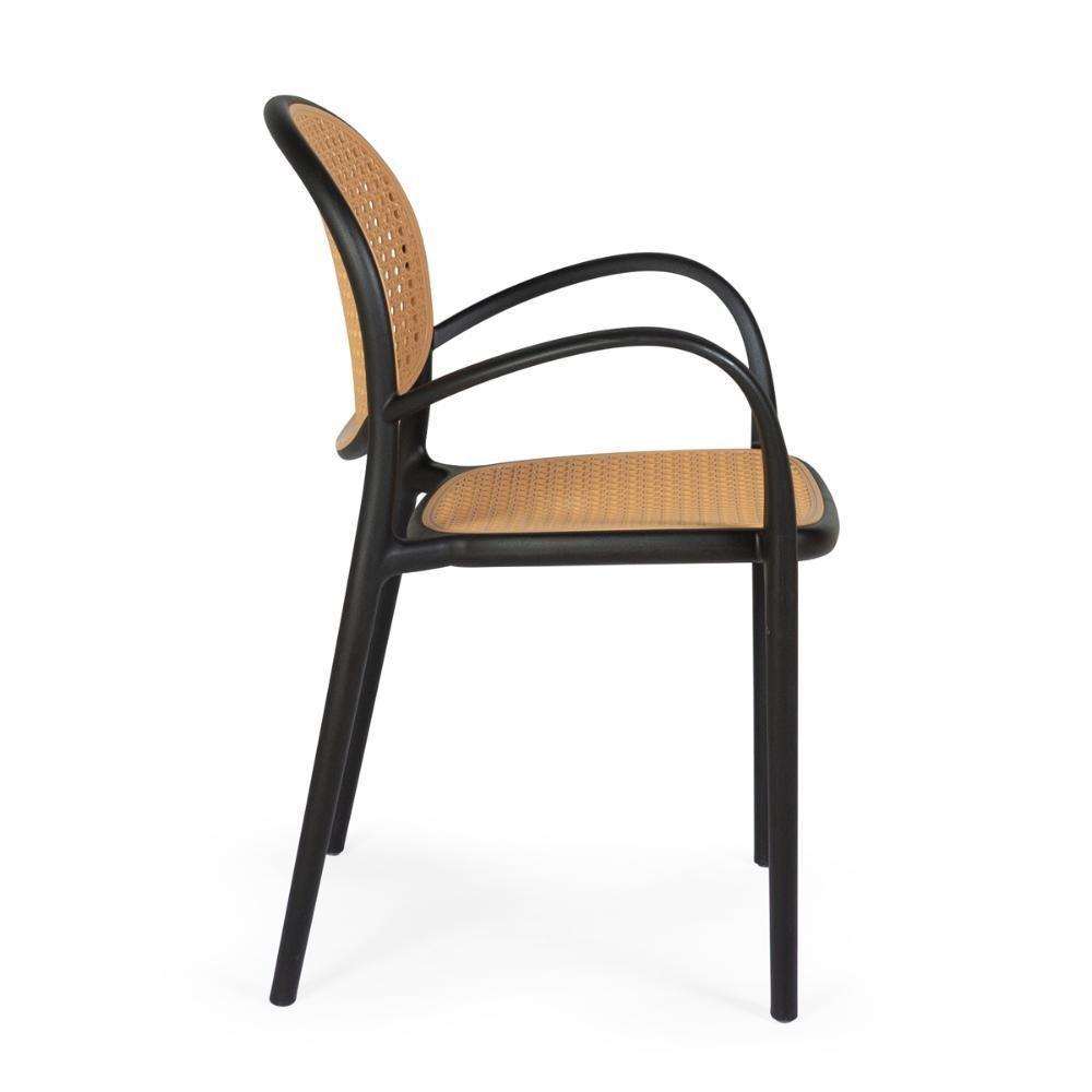 Conjunto Mesa De Jantar Redonda Eiffel Preta 120cm Com 4 Cadeiras Roma Com Braço - Preto - 5