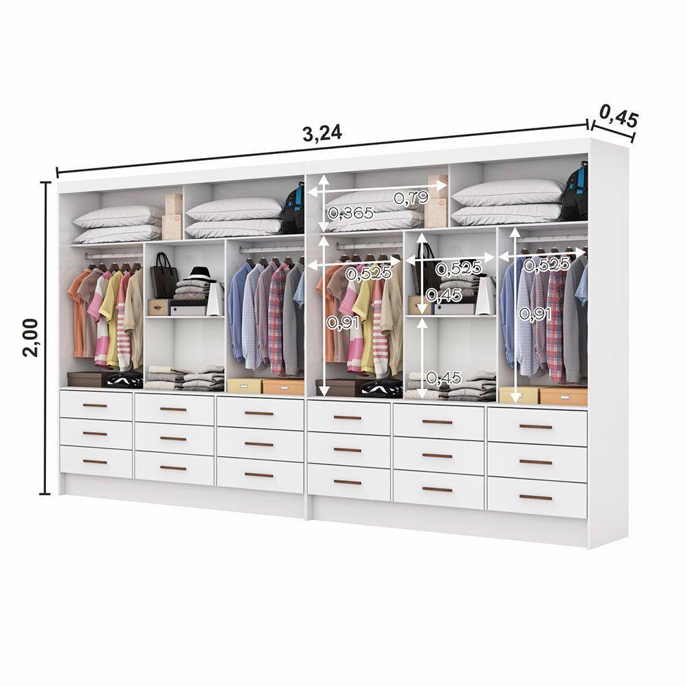 Closet Sevilha 6 Portas Casal Duplo 18 Gvt Carioca Moveis Branco - 3
