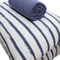 Jogo De Cama Portallar Queen Malha 100% Algodão Premiun Classic Paula 3 Peças Azul